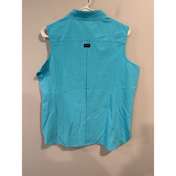 Jamie Sadock Turquoise Sleeveless Collared Button Front Shirt Top Women's Medium - Picture 5 of 8